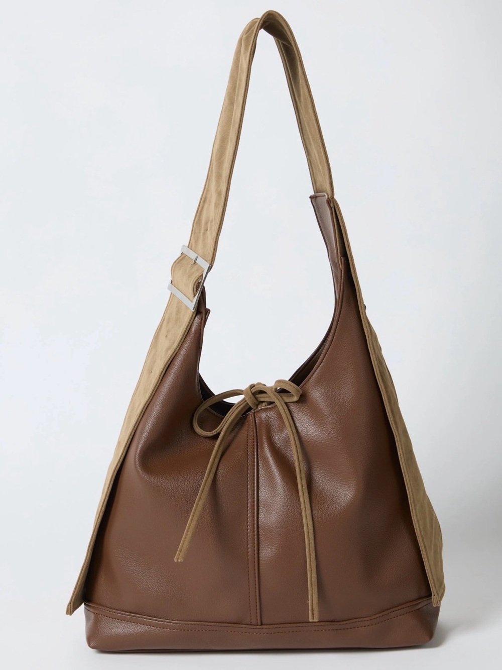 Everyday Brown Drawstring Hobo Tote